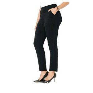 Catherines Womens 3X 26/28W Black AnyWear Stretch Pull On Pant Comfort NWT